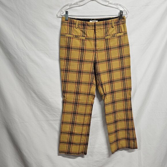 Anthropologie Maeve The Essential Slim Kick Flare Plaid Pants Women Size 6 - Picture 2 of 12